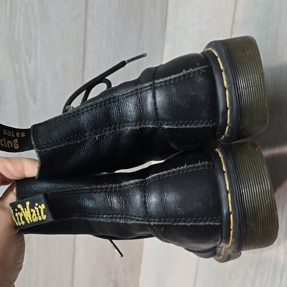 Dr.Martens Women 1460 Black Leather Motp High Top Lace-Up Boots Shoes Sz 8 - Picture 5 of 14